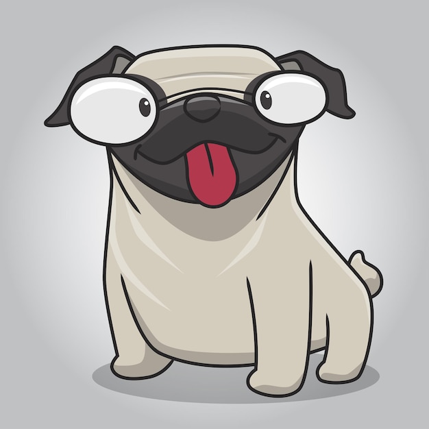 Cute Pug Dog Flat illustration