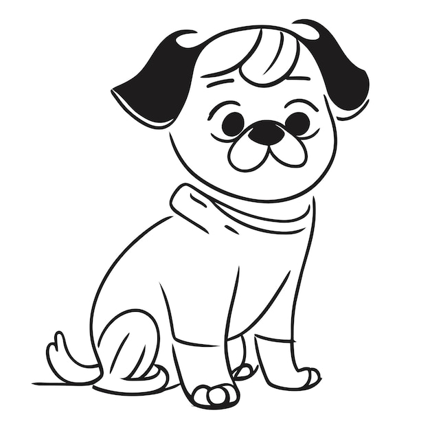 Cute pug dog hand drawn cartoon sticker icon concept isolated illustration