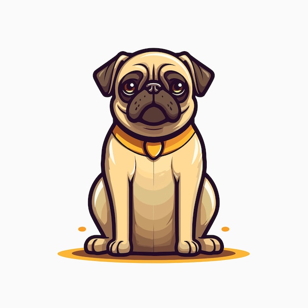 Vector cute pug dog sitting vector illustration