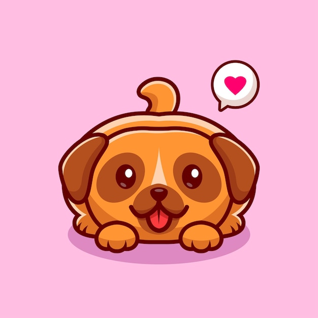 Vector cute pug dog with love heart