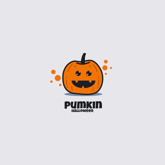 cute pumkin face vector logo design illustration