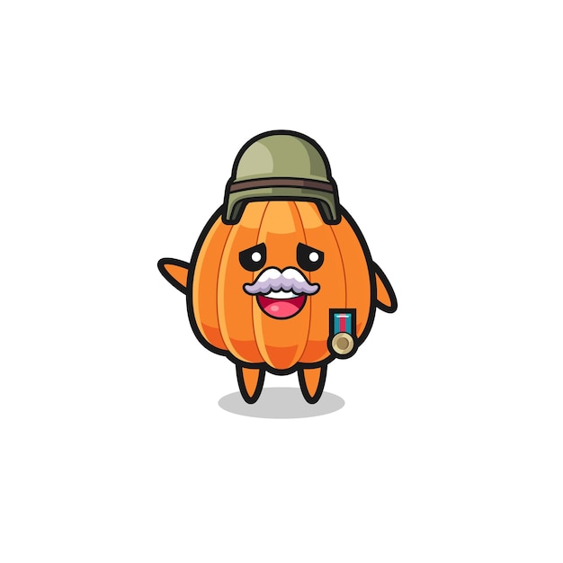 Cute pumpkin as veteran cartoon