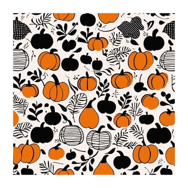 Vector cute pumpkin black and orange pattern