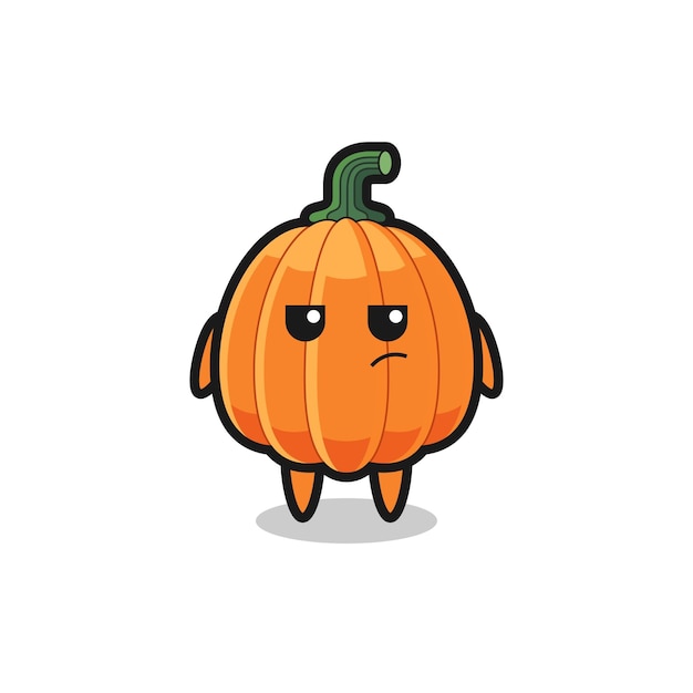 Cute pumpkin character with suspicious expression