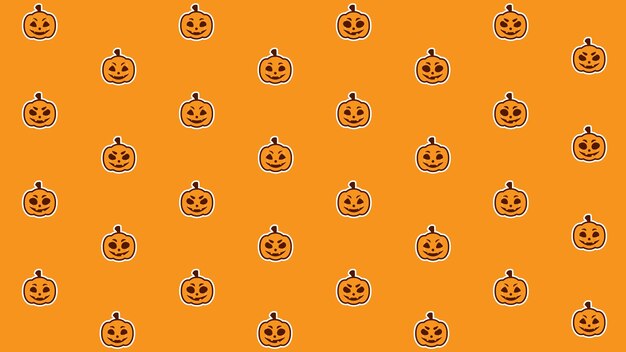 Vector cute pumpkin face halloween jack o lantern background