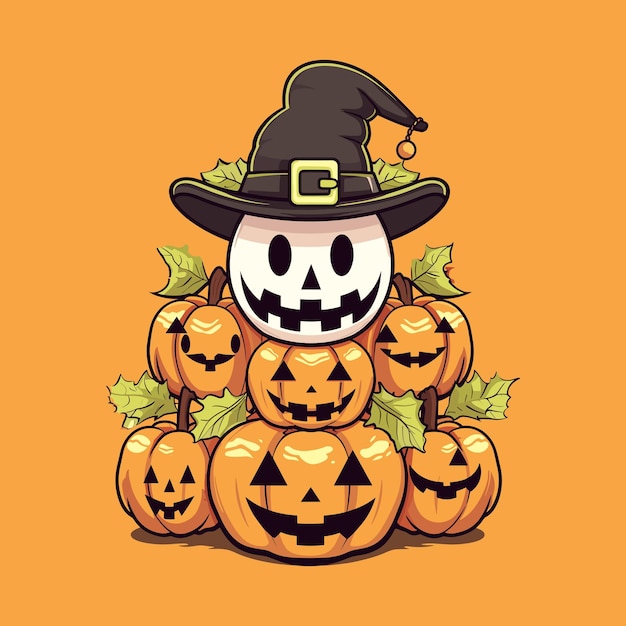 Cute Pumpkin Jack O Lantern Vector Illustration