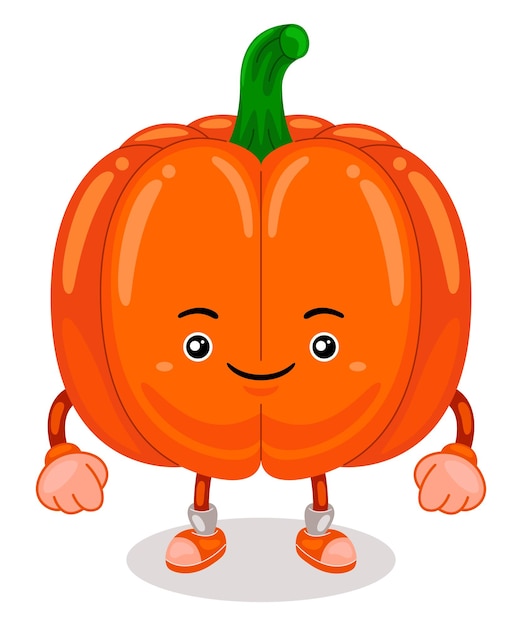 Vector cute pumpkin mascot character vector illustration