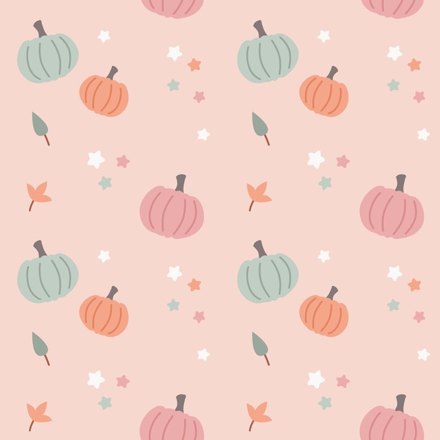 Vector cute pumpkin pink seamless pattern