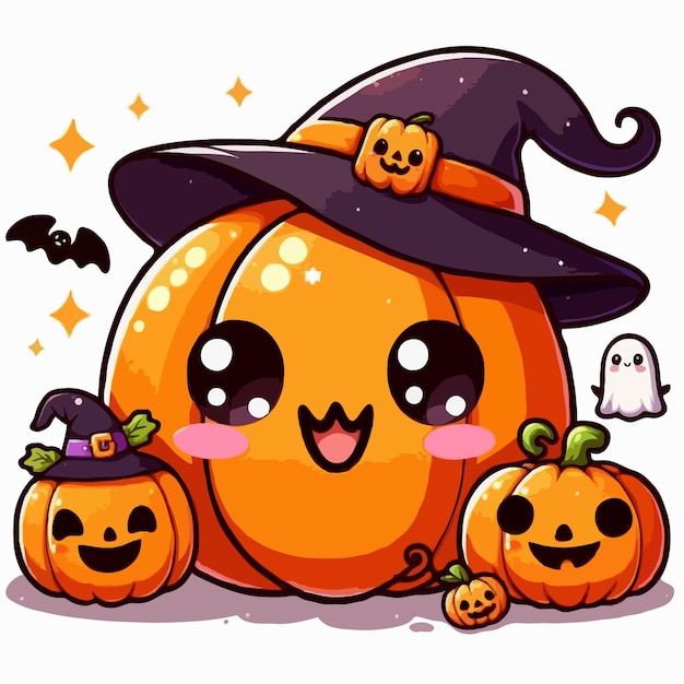 cute pumpkin vector on white background