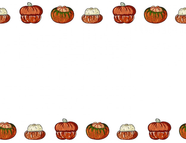 Cute pumpkins cartoon frame