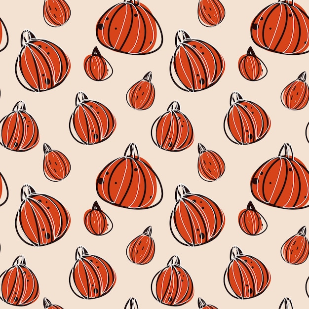 Cute pumpkins Seamless pattern for Halloween Fabric pattern sticker wrapping paper banner background
