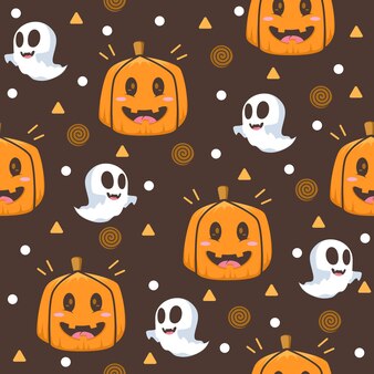 Zucche carine con illustrazioni di modelli di halloween fantasma