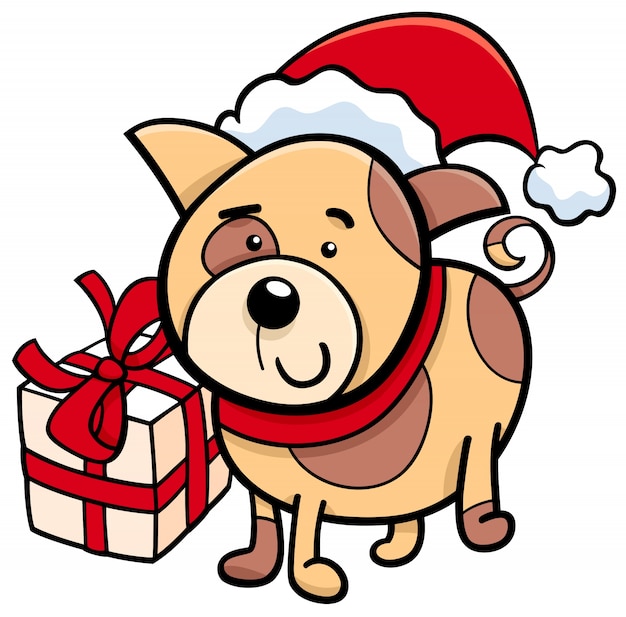 Vector cute puppy on christmas cartoon