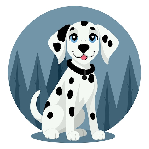 귀여운 강아지 DalmatianVector 그림 손으로 그린