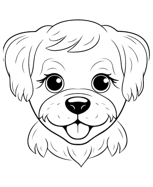 Cute puppy cane illustrazione cane pagina da colorare per bambini e adulti cucciolo mascotte logo vettore cucciolo