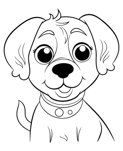 Vettore cute puppy cane illustrazione cane pagina da colorare per bambini e adulti cucciolo mascotte logo vettore cucciolo