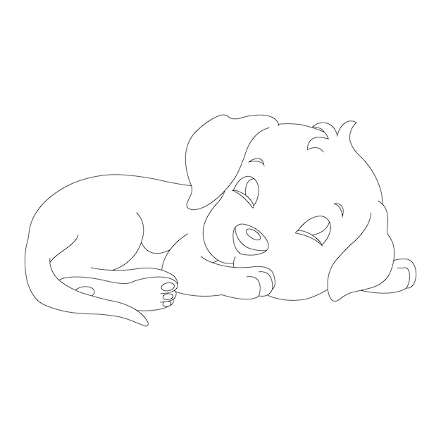 子供のためのかわいい子犬の犬の概要の着色のページ動物の着色のページ
