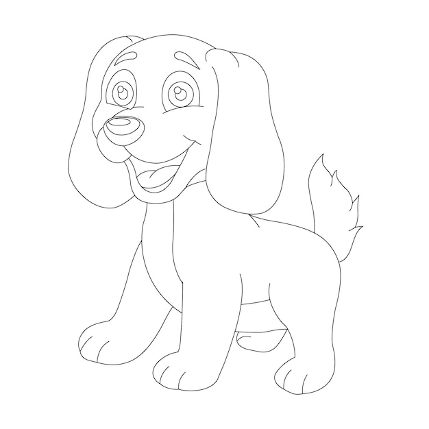 어린이 동물 색칠 공부 페이지를위한 귀여운 강아지 개요 색칠 페이지