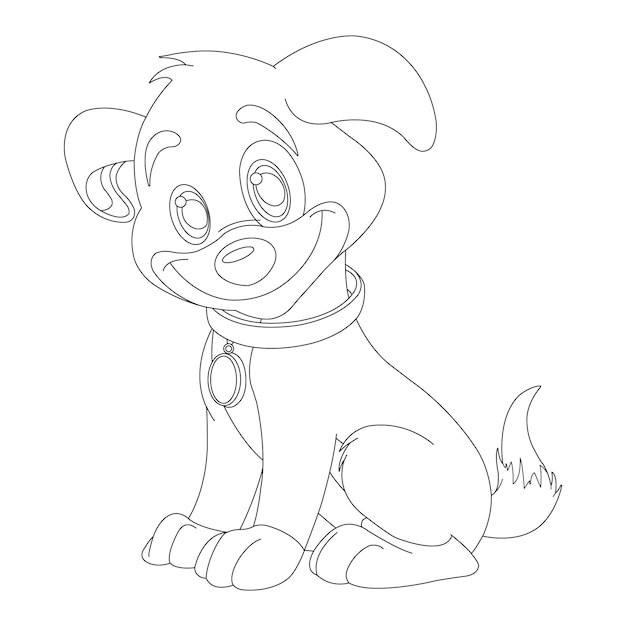 Cute puppy dog outline coloring page for kids animal coloring page