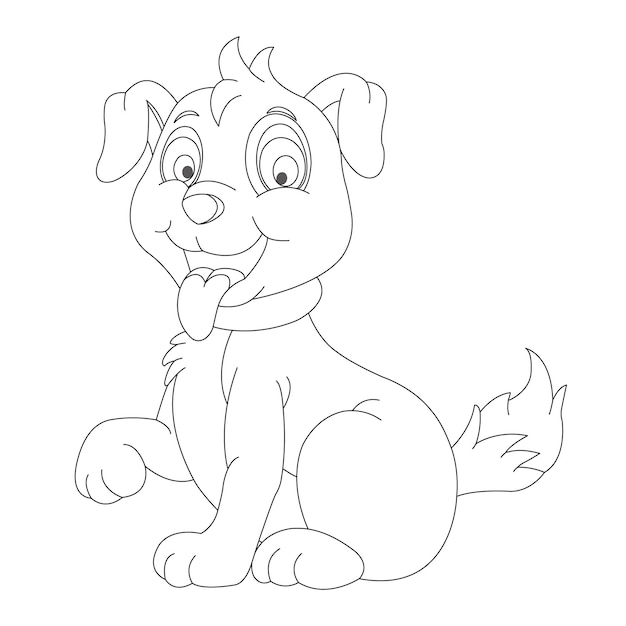 Cute puppy dog outline coloring page for kids animal coloring page