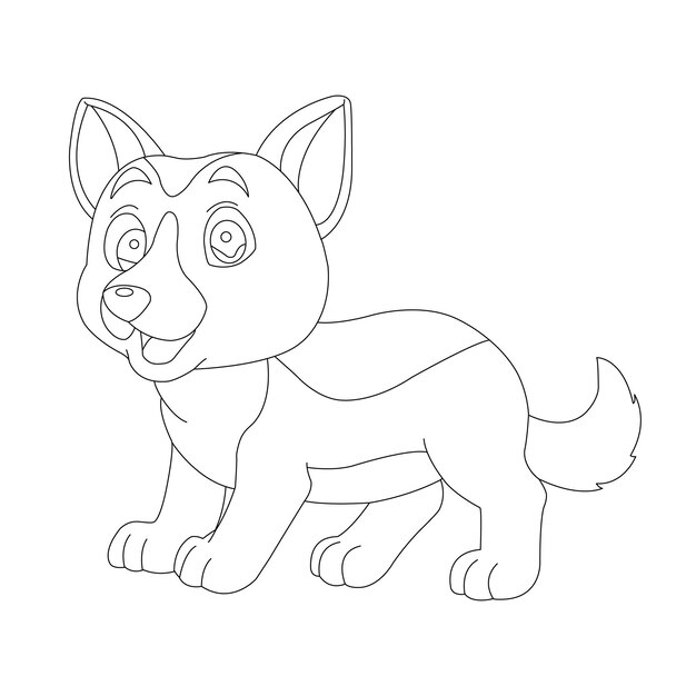 Cute puppy dog outline coloring page for kids animal coloring page