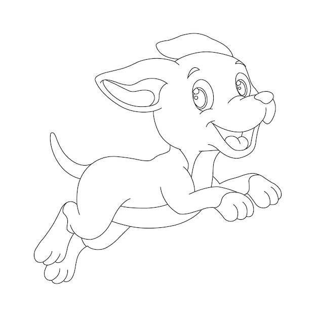 Cute puppy dog outline coloring page for kids animal coloring page