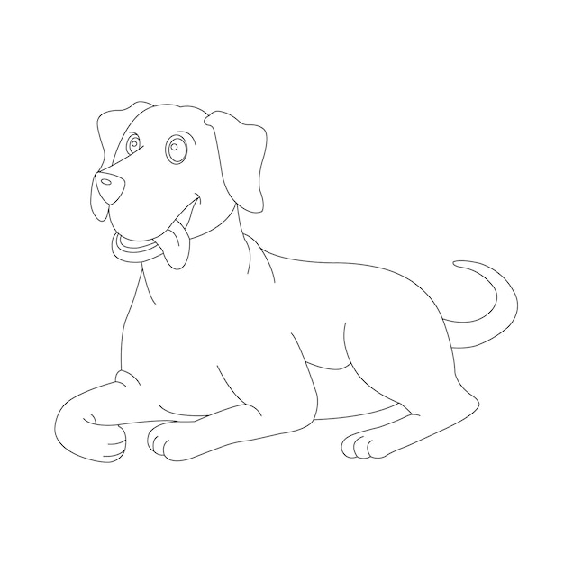 Cute puppy dog outline coloring page for kids animal coloring page