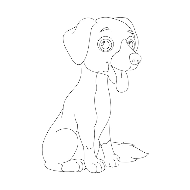 Vector cute puppy dog outline coloring page for kids animal coloring page