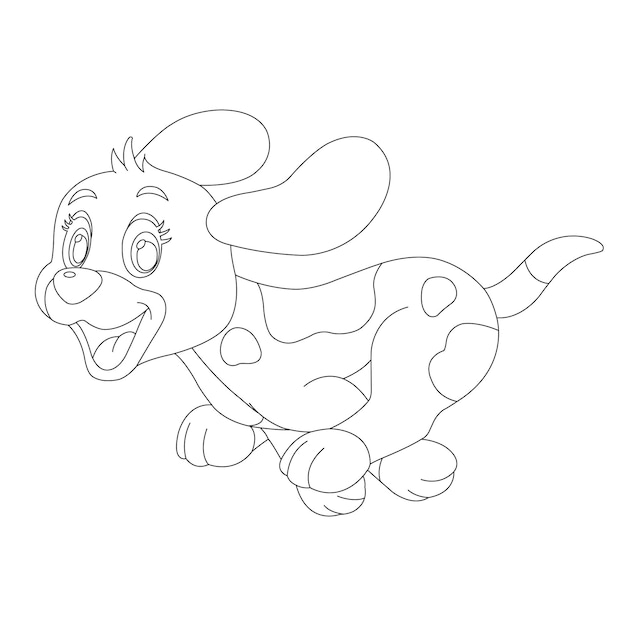 Cute puppy dog outline coloring page for kids animal coloring page