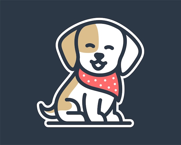 Vector cute puppy dog pet canine adorable wear accessories animal mascot cartoon illustration vector logo