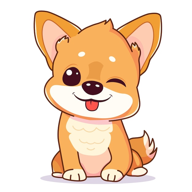 Cute puppy dog sitting and winking eye vector illustration