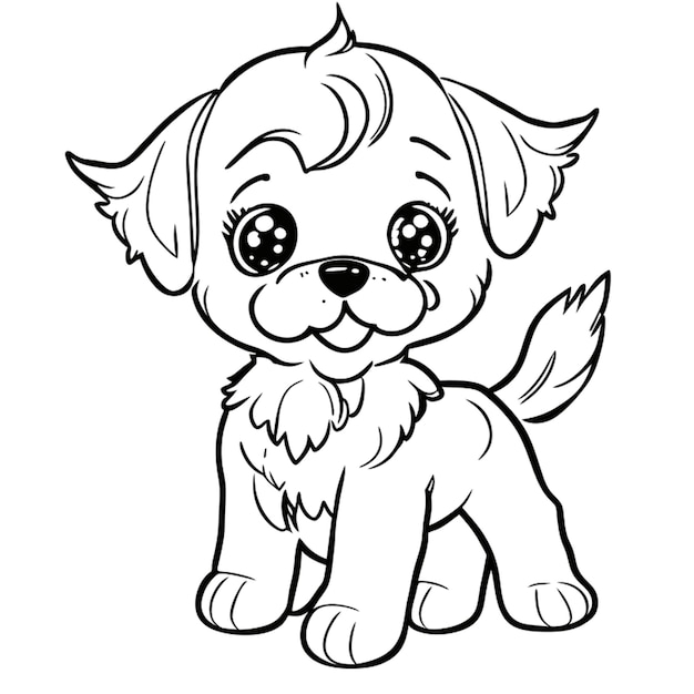 cute a puppy dog sketch black line art full body in white background line art vector illustration