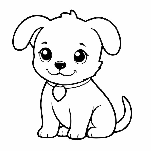 Vector cute puppy drawing for kids page