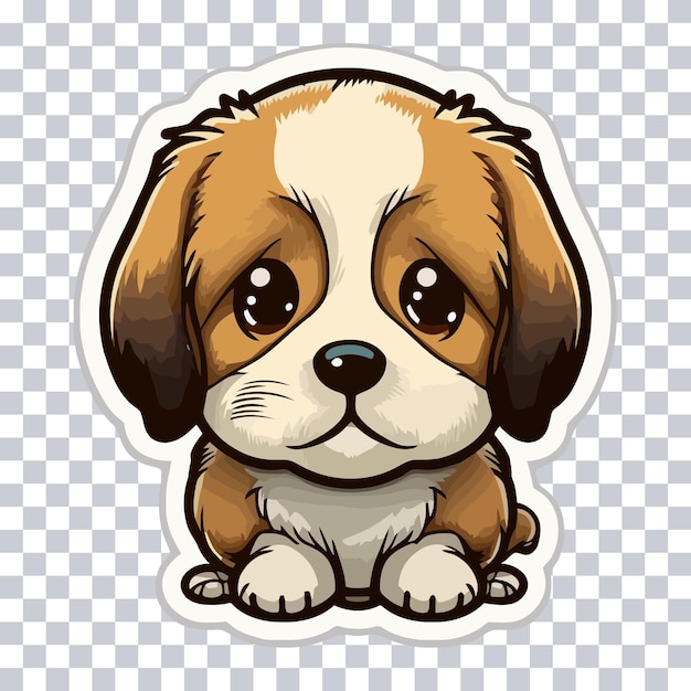 귀여운 강아지 얼굴 스티커 만화 스타일