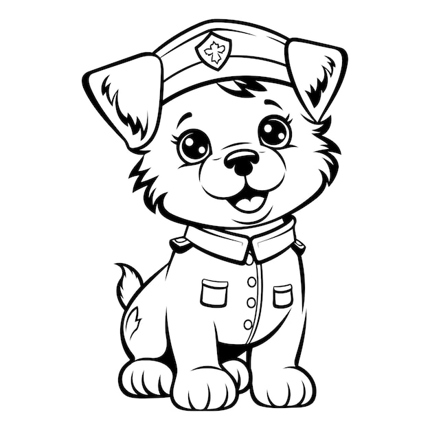 Vector cute puppy in the form of a police officer