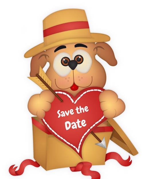 Vector cute puppy save the date element
