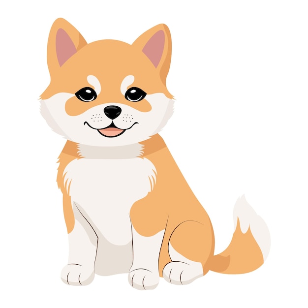 Vector cute puppy shiba inu dog cartoon clipart