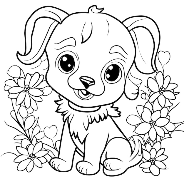 Vettore carino cucciolo vettoriale illustrazione line art