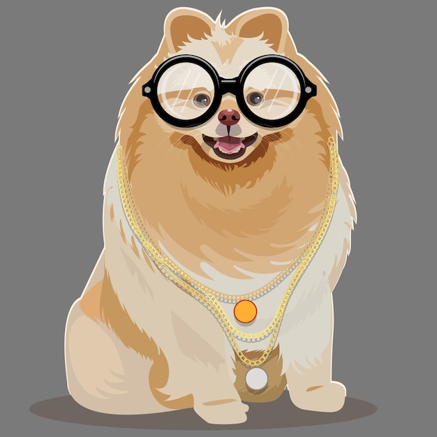 Vector cute puppy wearing glasses stylish vector dog illustration