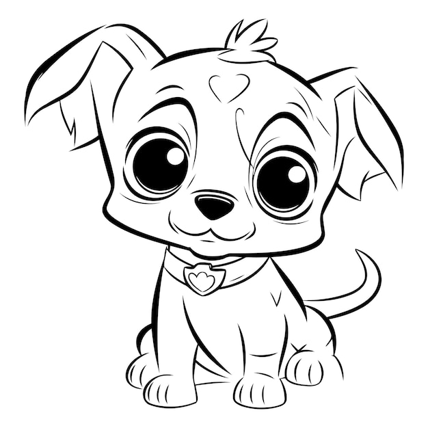 Vector cute puppy with a bow on his head