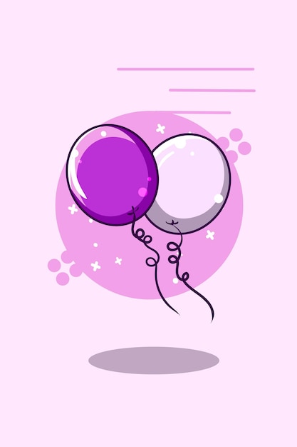 Cute purple balloon icon cartoon illustration