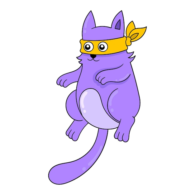 Cute purple cat bandit doodle icon image kawaii