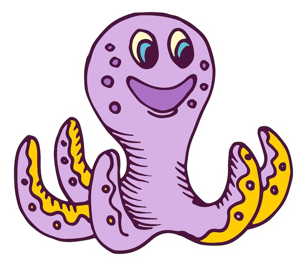 Cute purple octopus Funny smiling animal toy