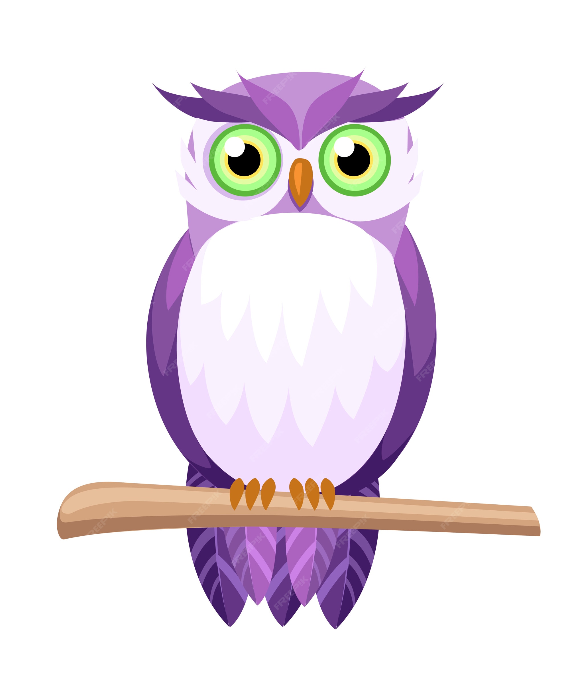 Premium Vector | Cute purple owl sitting on branch. owl with green eyes. cartoon character . illustration on white background Premium Vector | Cute purple owl sitting on branch. owl with green eyes. cartoon character . illustration on white background