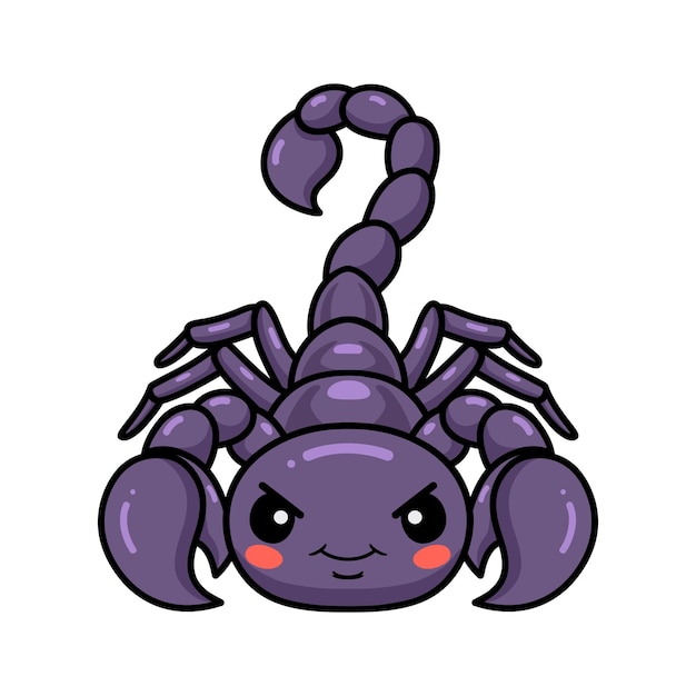 Vettore simpatico personaggio dei cartoni animati di scorpione viola