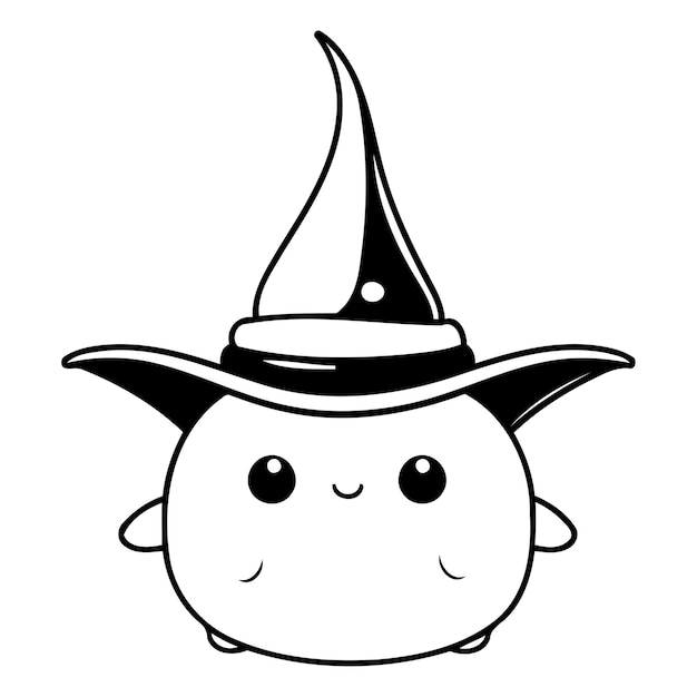 Vector cute purple witch hat vector illustration in cartoon style halloween character