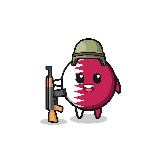 Cute qatar flag mascot as a soldier cute design