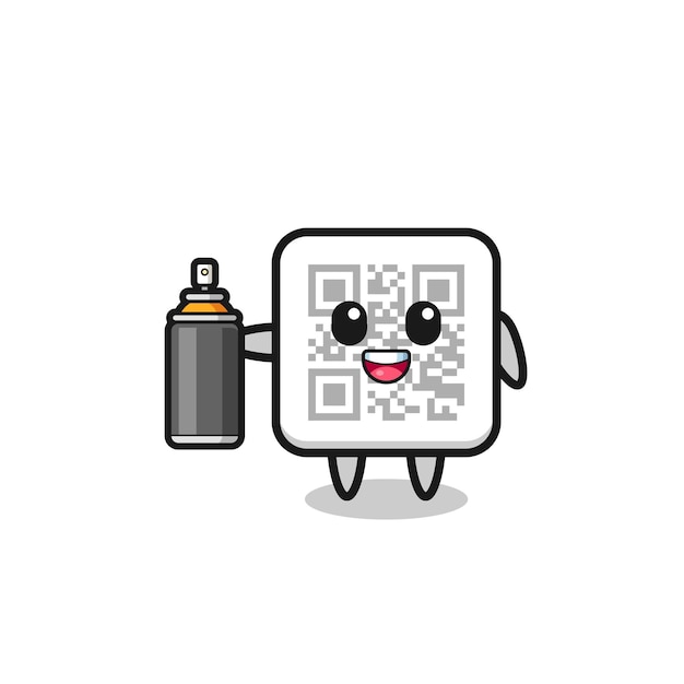 Vector the cute qr code as a graffiti bomber