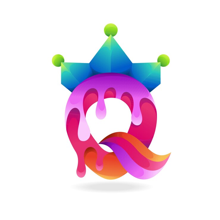 Vector 멜트 컨셉의 귀여운 퀸 로고