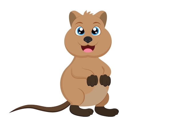 Vector cute quokka animal cartoon character vector illustration isolated on white background